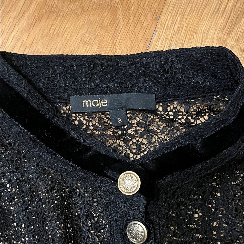 Maje Black Lace A-line Dress - Picture 2 of 5